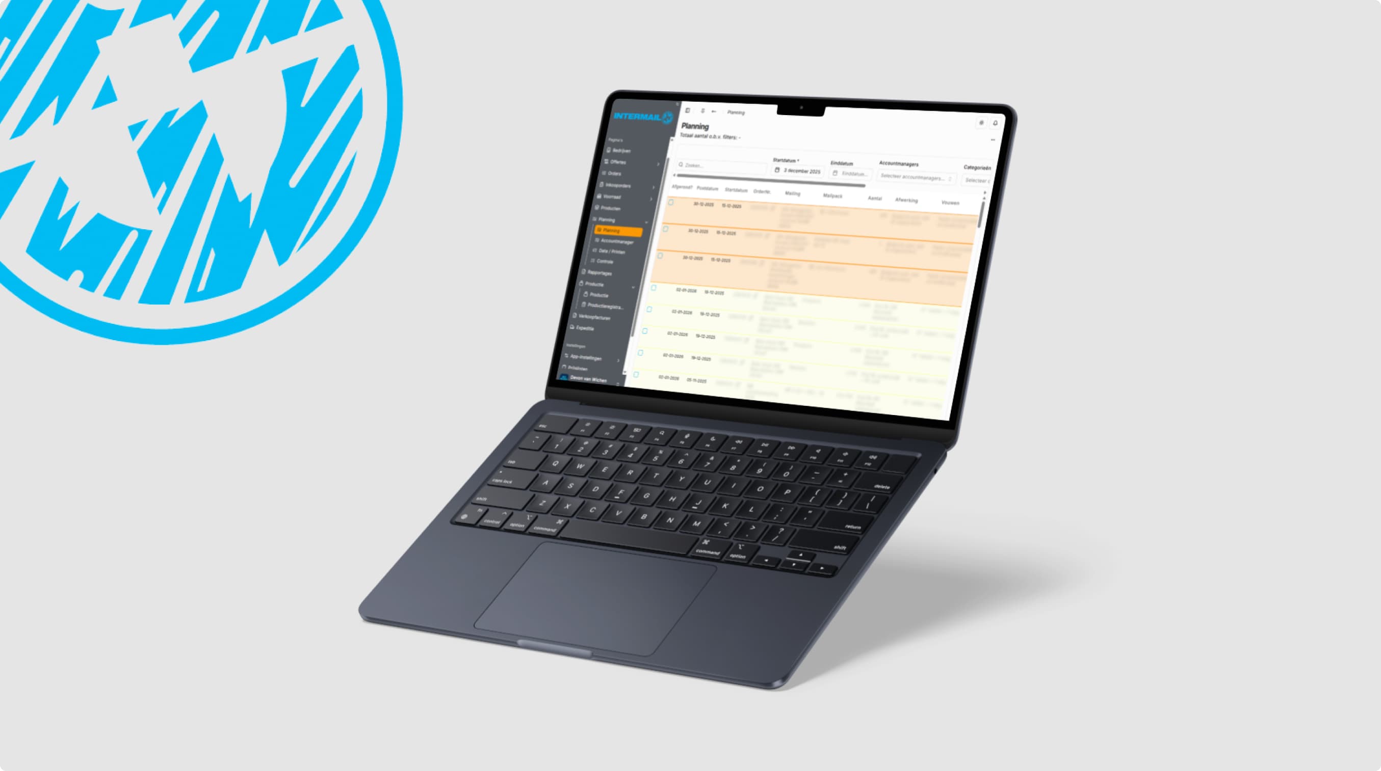 Intermail dashboard op laptop